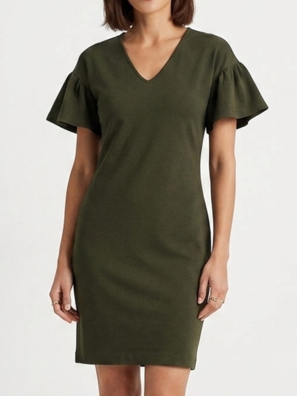 Ralph Lauren Army Green Sweater Dress Trumpet Short